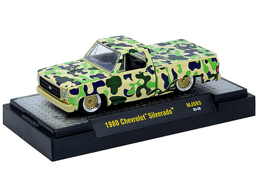 1980 Chevrolet Silverado Pickup Truck Camouflage Limited Edition to 7480 pieces Worldwide 1/64 Diecast Model Car by M2 Machines LuxuryLifeWay Online Store
