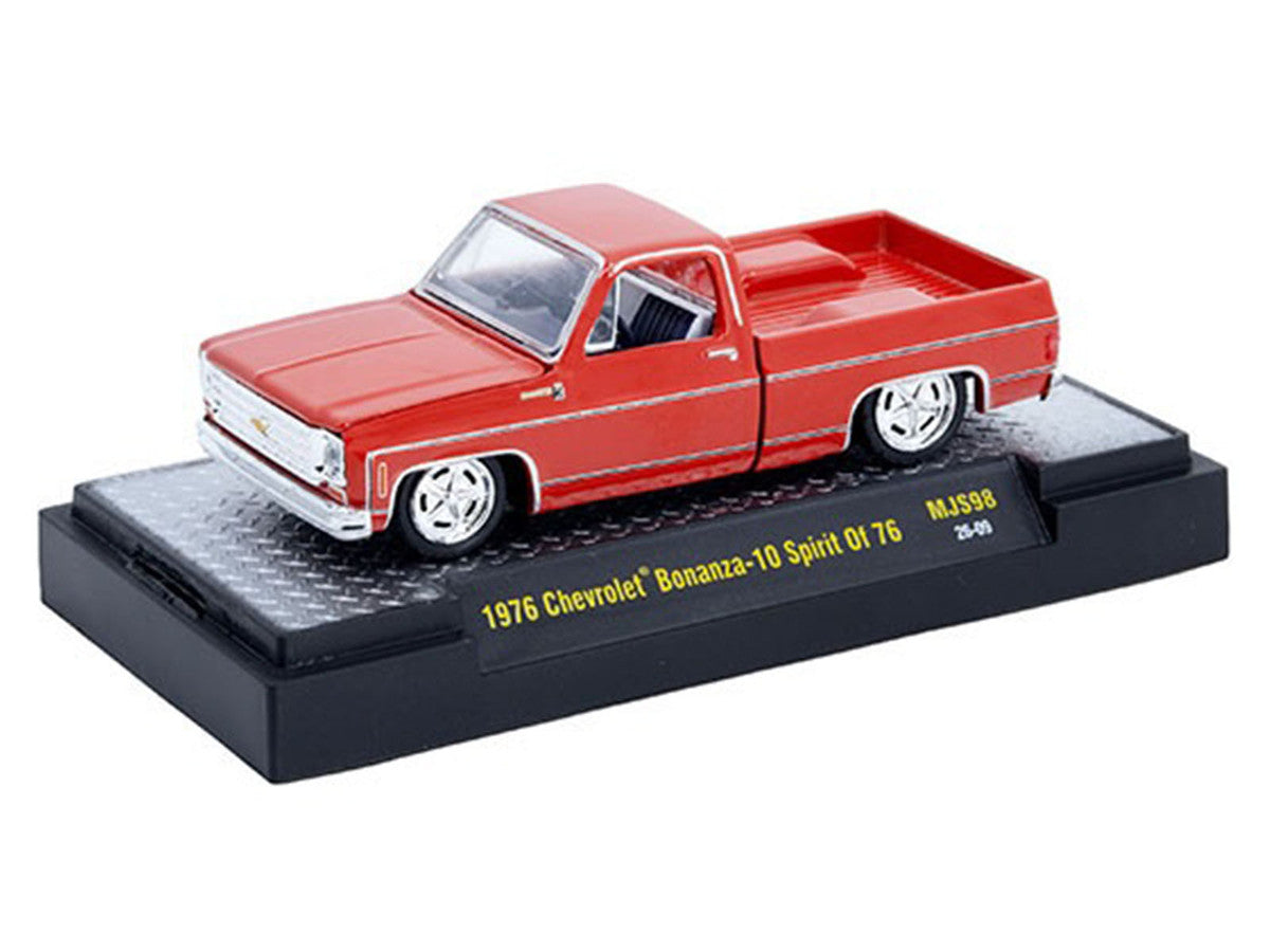 1976 Chevrolet Silverado Bonanza-10 Pickup Truck "Spirit of '76" Red Limited Edition to 12750 pieces Worldwide 1/64 Diecast Model Car by M2 Machines LuxuryLifeWay Online Store