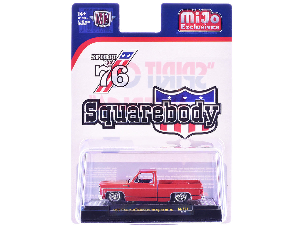 1976 Chevrolet Silverado Bonanza-10 Pickup Truck "Spirit of '76" Red Limited Edition to 12750 pieces Worldwide 1/64 Diecast Model Car by M2 Machines LuxuryLifeWay Online Store