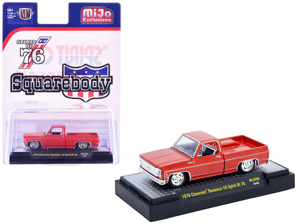 1976 Chevrolet Silverado Bonanza-10 Pickup Truck "Spirit of '76" Red Limited Edition to 12750 pieces Worldwide 1/64 Diecast Model Car by M2 Machines LuxuryLifeWay Online Store