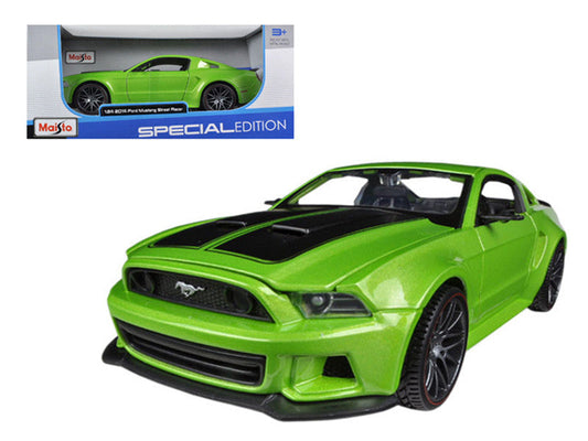 2014 Ford Mustang "Street Racer" Green Metallic with Black Stripes "Special Edition" Series 1/24 Diecast Model Car by Maisto LuxuryLifeWay Online Store
