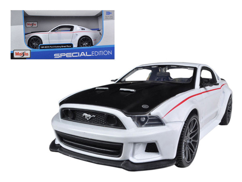 2014 Ford Mustang "Street Racer" White with Black Hood "Special Edition" Series 1/24 Diecast Model Car by Maisto LuxuryLifeWay Online Store