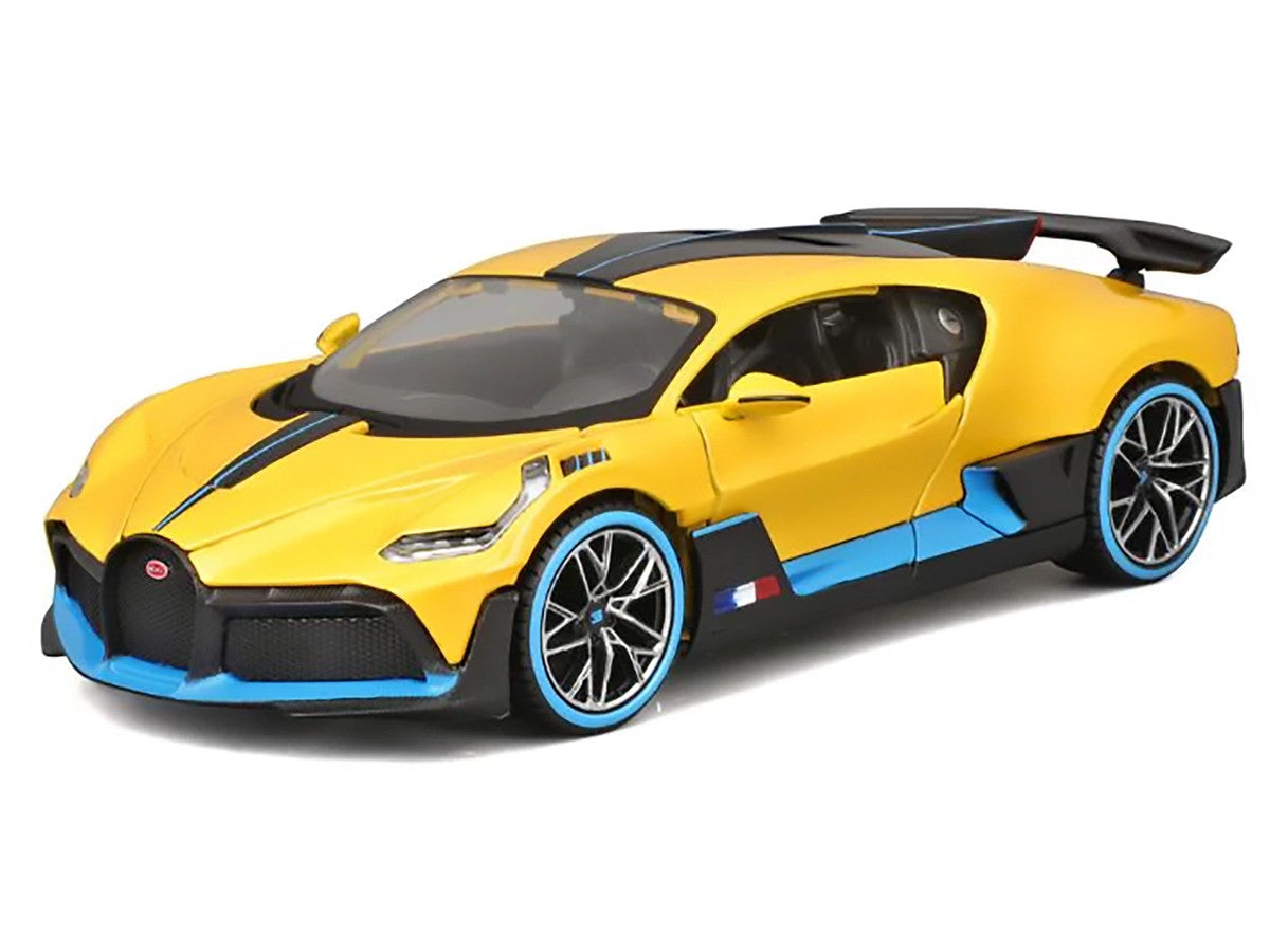 Bugatti Divo Yellow Metallic with Carbon and Blue Accents "Special Edition" 1/24 Diecast Model Car by Maisto LuxuryLifeWay Online Store