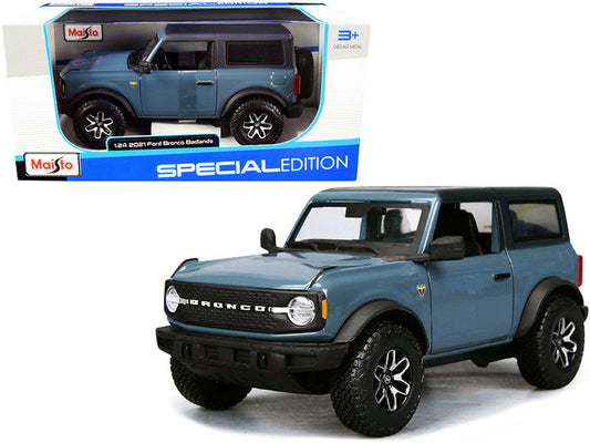 2021 Ford Bronco Badlands Blue with Black Top "Special Edition" 1/24 Diecast Model Car by Maisto LuxuryLifeWay Online Store