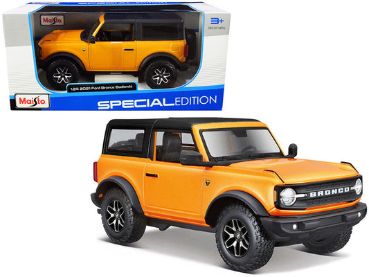 2021 Ford Bronco Badlands Orange Metallic with Black Top "Special Edition" 1/24 Diecast Model Car by Maisto LuxuryLifeWay Online Store