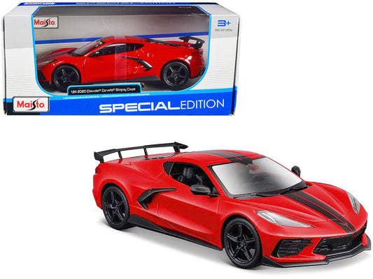 2020 Chevrolet Corvette Stingray Coupe Red with Black Stripes "Special Edition" Series 1/24 Diecast Model Car by Maisto LuxuryLifeWay Online Store