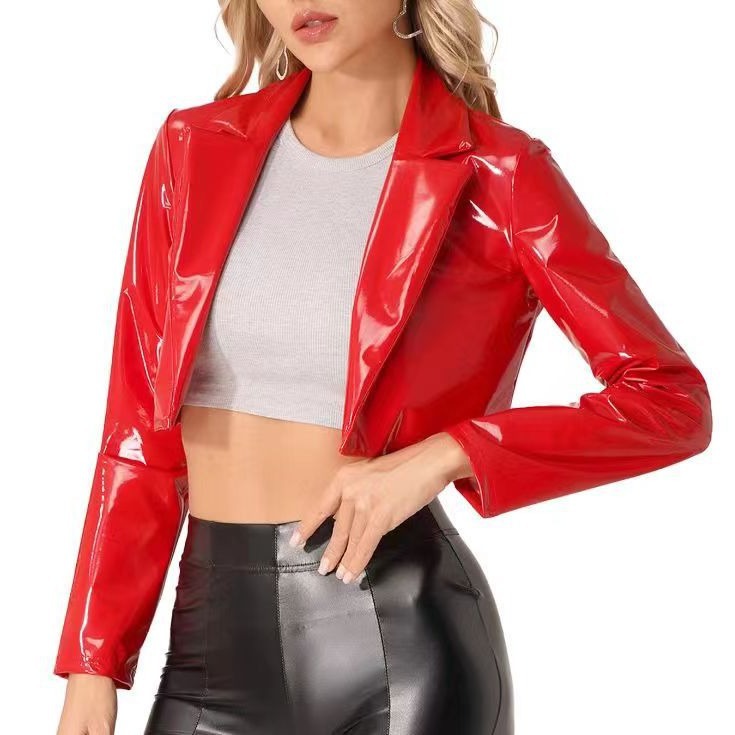 European And American Jacket Short Motorcycle Midriff Outfit Coat LadyShow.Store