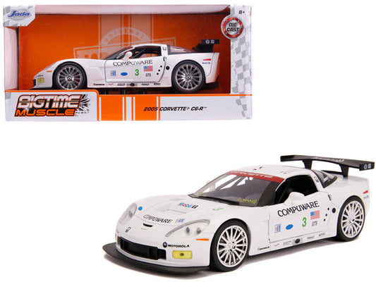 2005 Chevrolet Corvette C6-R #3 Olivier Beretta - Oliver Gavin "Compuware" White "Bigtime Muscle" 1/24 Diecast Model Car by Jada LuxuryLifeWay Online Store