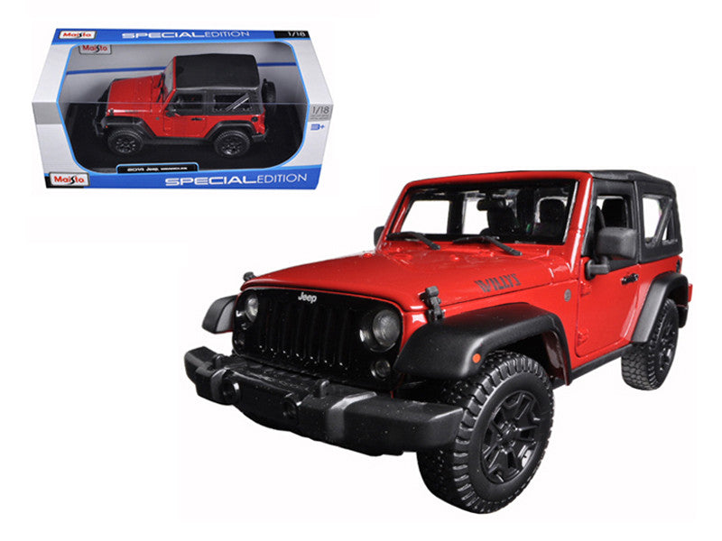 2014 Jeep Wrangler Willys Red 1/18 Diecast Model Car by Maisto LuxuryLifeWay Online Store