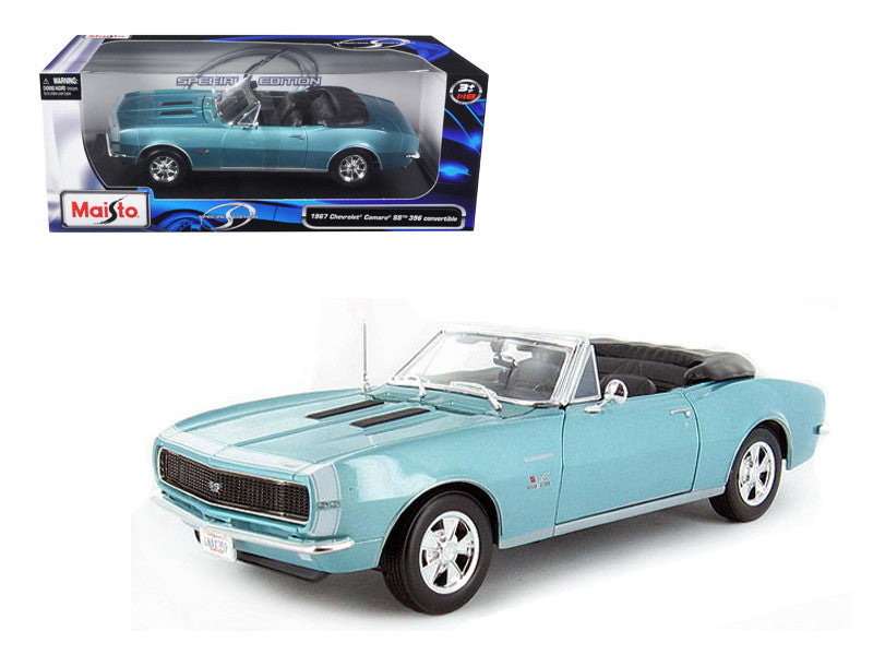 1967 Chevrolet Camaro SS 396 Convertible Turquoise 1/18 Diecast Model Car by Maisto LuxuryLifeWay Online Store