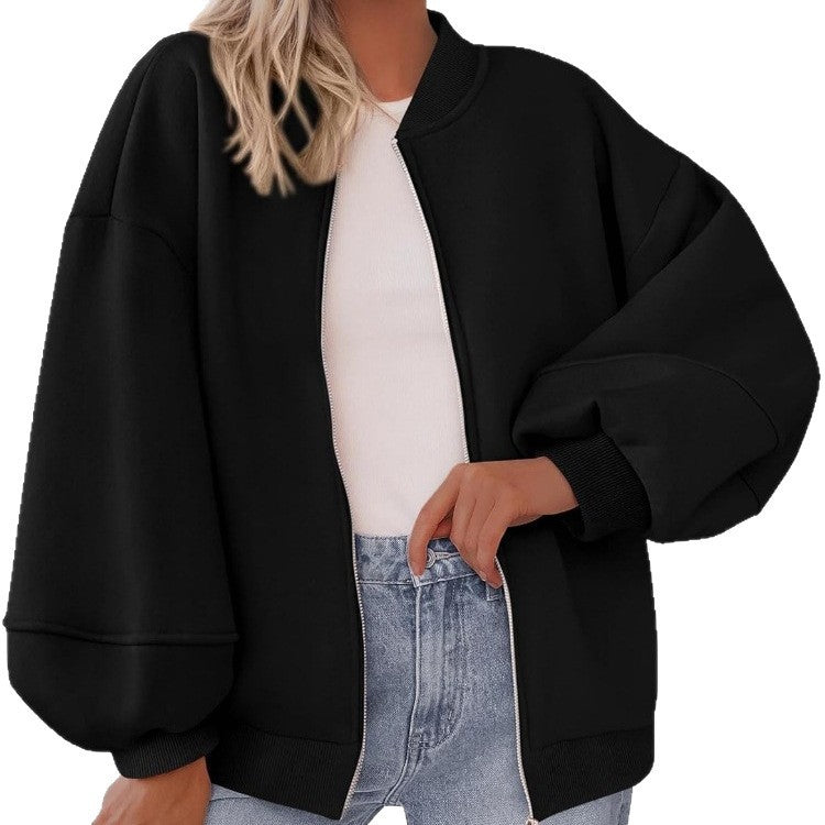 Zip Sweatshirt Jacket Casual Long Sleeve Pilot Coat LadyShow.Store
