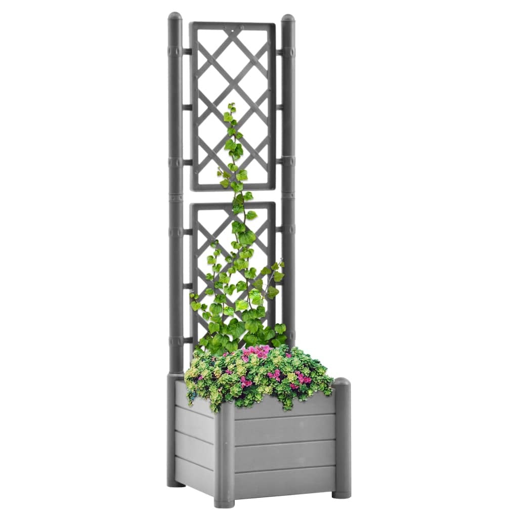 Garden Planter with Trellis 16.9"x16.9"x55.9" PP Stone Gray LuxuryLifeWay Online Store