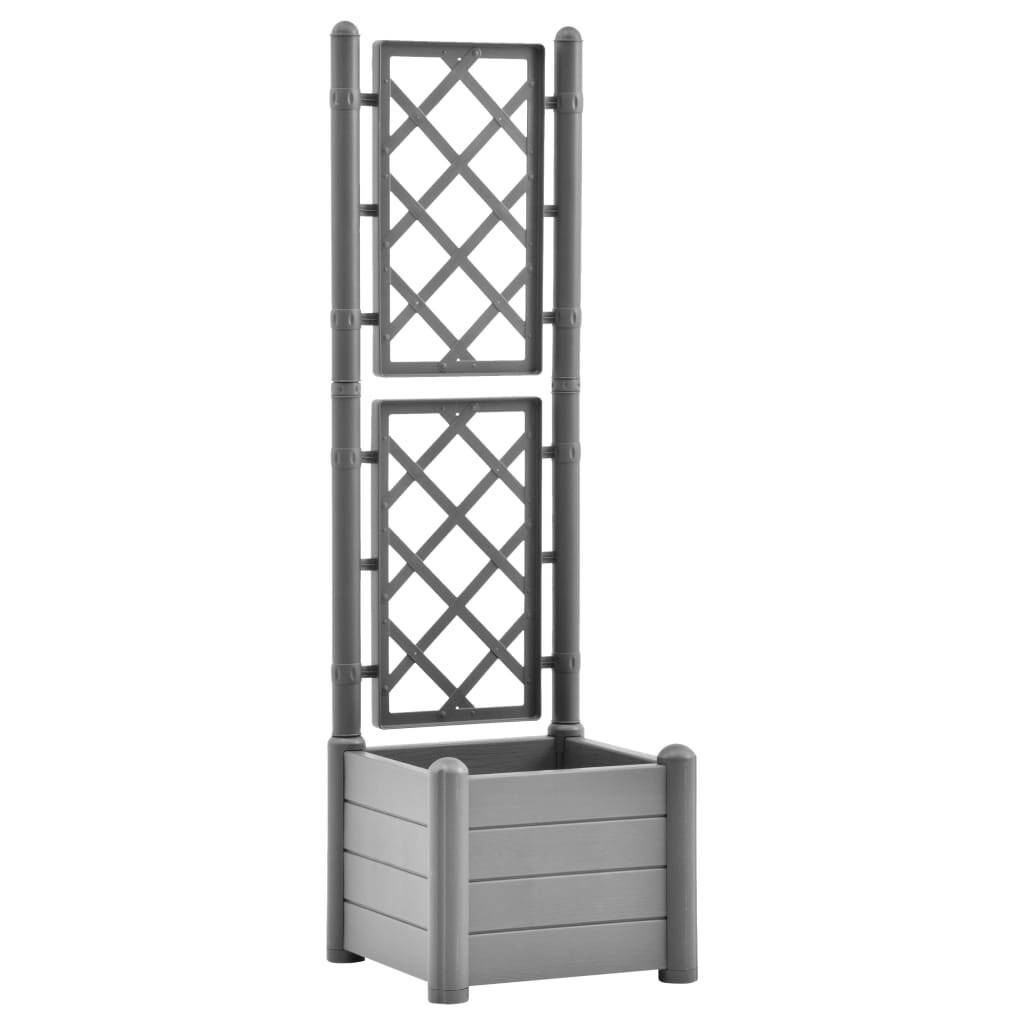 Garden Planter with Trellis 16.9"x16.9"x55.9" PP Stone Gray LuxuryLifeWay Online Store