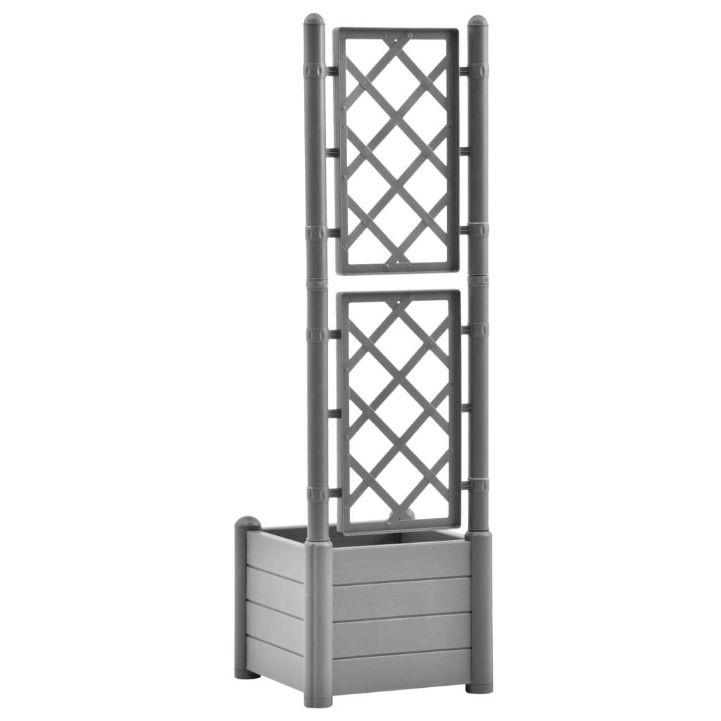 Garden Planter with Trellis 16.9"x16.9"x55.9" PP Stone Gray LuxuryLifeWay Online Store