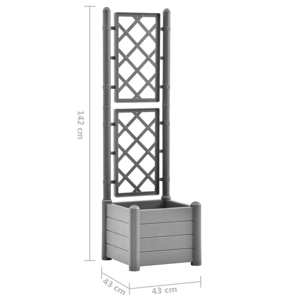 Garden Planter with Trellis 16.9"x16.9"x55.9" PP Stone Gray LuxuryLifeWay Online Store