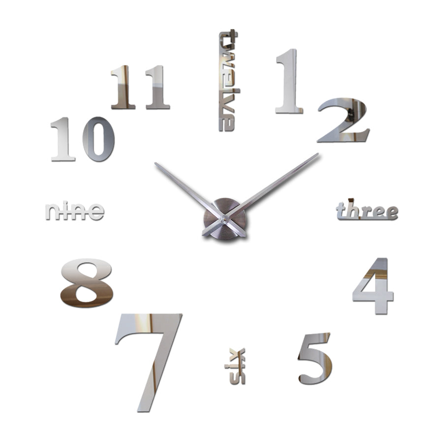 Creative acrylic mirror wall clock DIY stereo hanging PearlNestDecor.com