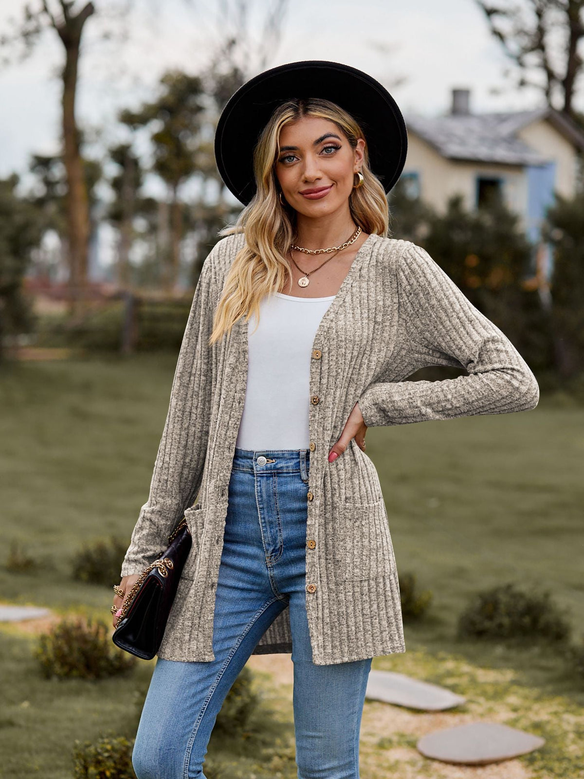Fall Women's Clothing Sunken Stripe Solid Color Long Sleeve Women's Sweater NorixaFashion.com