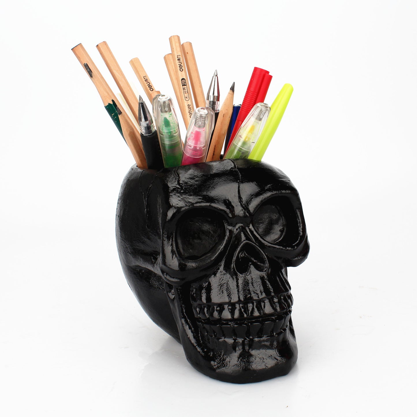 Skull Storage Container Makeup Brush Resin Statue Cultural Personality Stationery Pen Holder Home Desk