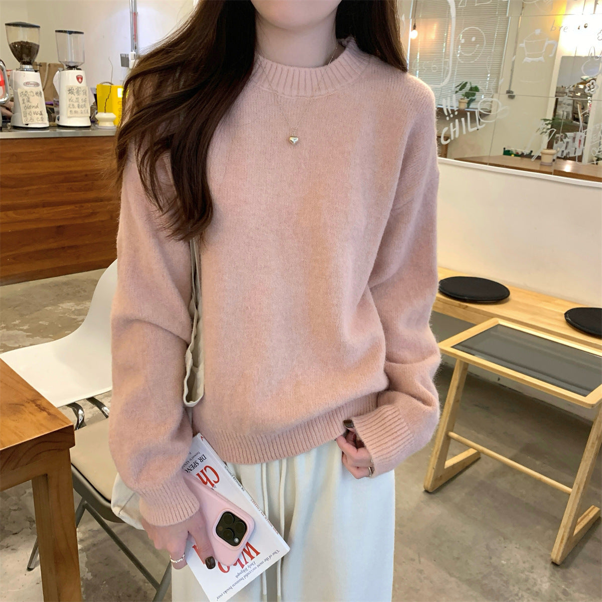 Korean Style Soft Glutinous Loose Candy Color Sweater Best YouTube Store