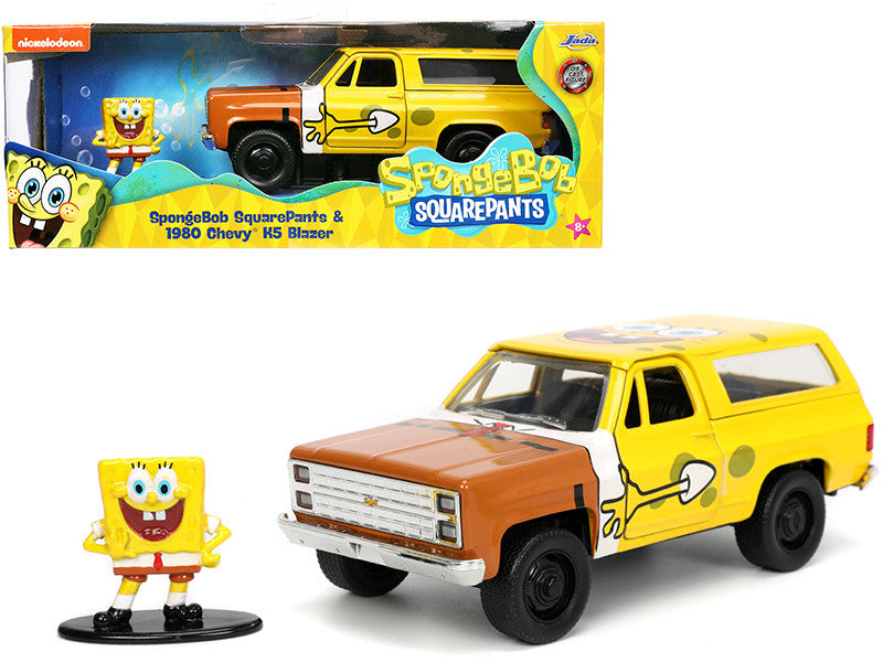 1980 Chevrolet K5 Blazer with SpongeBob SquarePants Diecast Figurine "Hollywood Rides" Series 1/32 Diecast Model Car by Jada LuxuryLifeWay Online Store