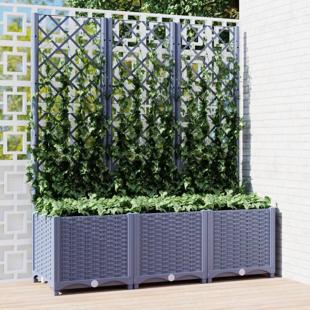 Garden Planter with Trellis Blue Gray 47.2"x15.7"x53.5" PP LuxuryLifeWay Online Store