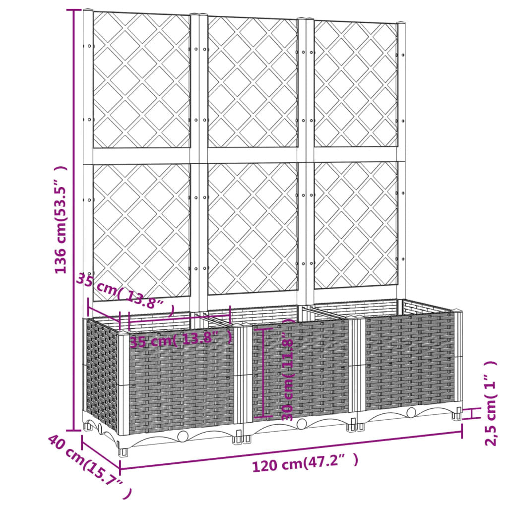 Garden Planter with Trellis Blue Gray 47.2"x15.7"x53.5" PP LuxuryLifeWay Online Store