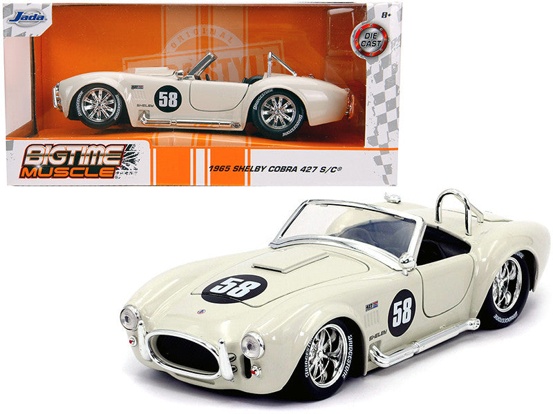 1965 Shelby Cobra 427 S/C #58 Cream "Bigtime Muscle" 1/24 Diecast Model Car by Jada LuxuryLifeWay Online Store
