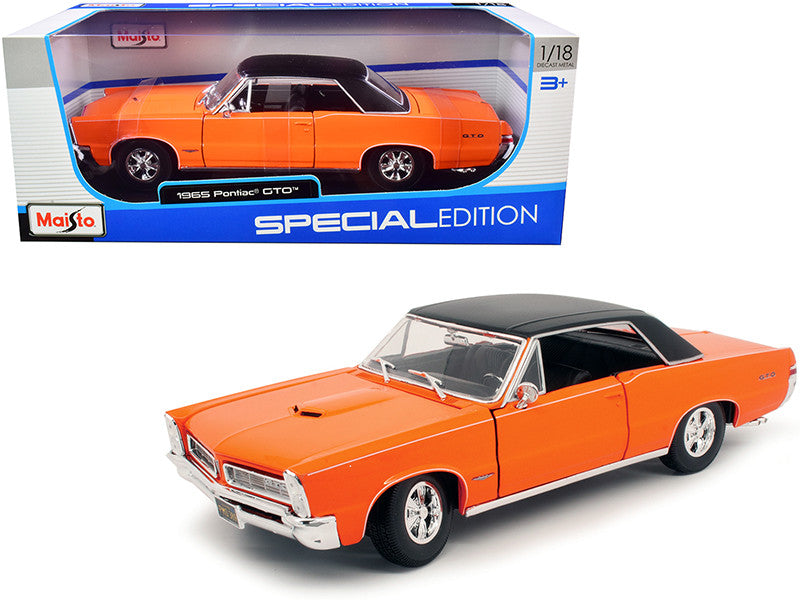 1965 Pontiac GTO Hurst Orange with Black Top and White Stripes "Special Edition" 1/18 Diecast Model Car by Maisto LuxuryLifeWay Online Store