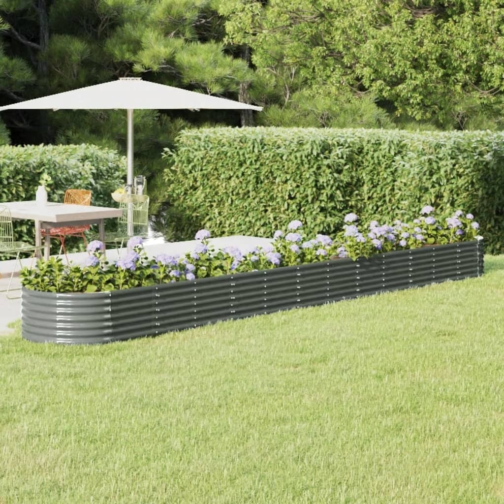 Garden Raised Bed Galvanized Steel 201.6"x31.5"x14.2" Gray LuxuryLifeWay Online Store