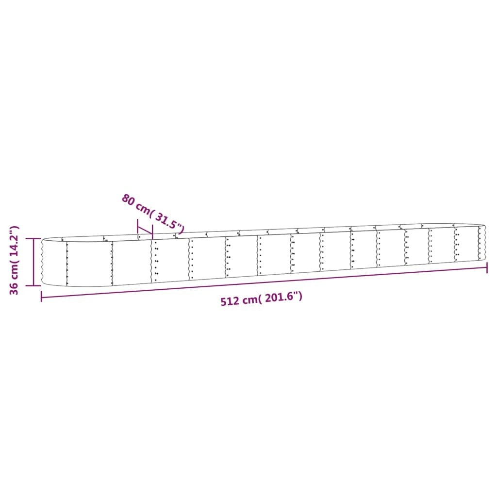 Garden Raised Bed Galvanized Steel 201.6"x31.5"x14.2" Gray LuxuryLifeWay Online Store
