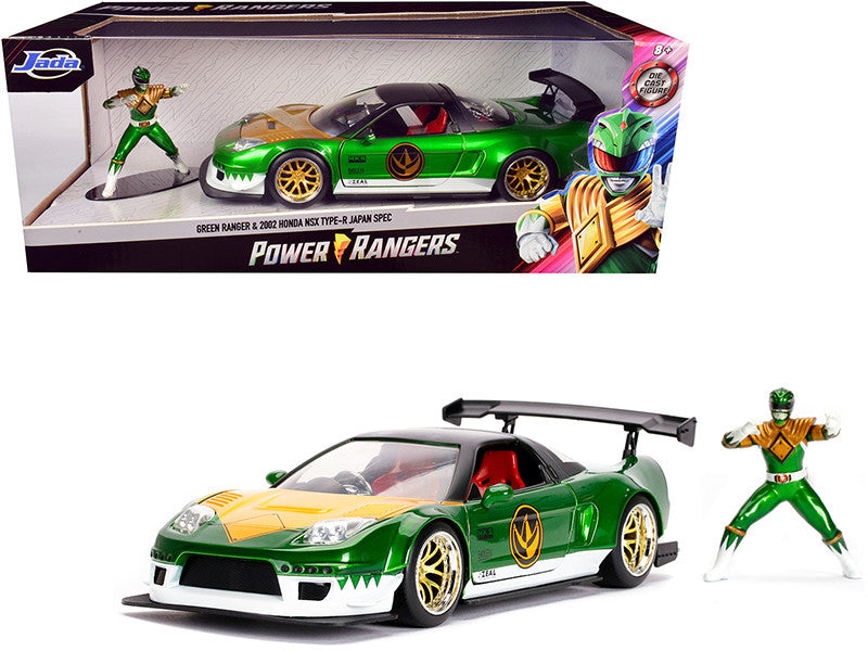 2002 Honda NSX Type-R Japan Spec RHD (Right Hand Drive) and Green Ranger Diecast Figurine "Power Rangers" 1/24 Diecast Model Car by Jada LuxuryLifeWay Online Store