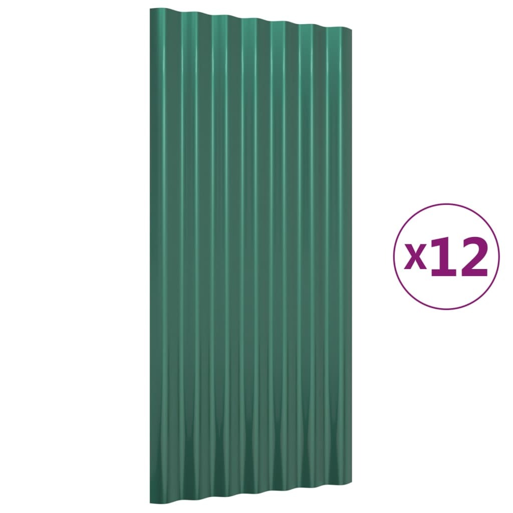 Roof Panels 12 pcs Galvanized Steel Green 31.5"x14.2" LuxuryLifeWay Online Store