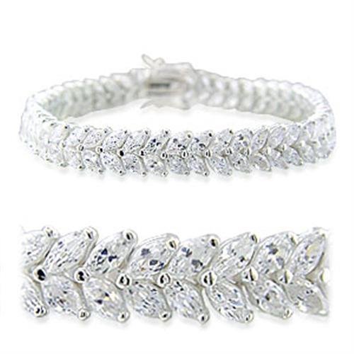 31919 - High-Polished 925 Sterling Silver Bracelet with AAA Grade CZ  in Clear LuxuryLifeWay Online Store