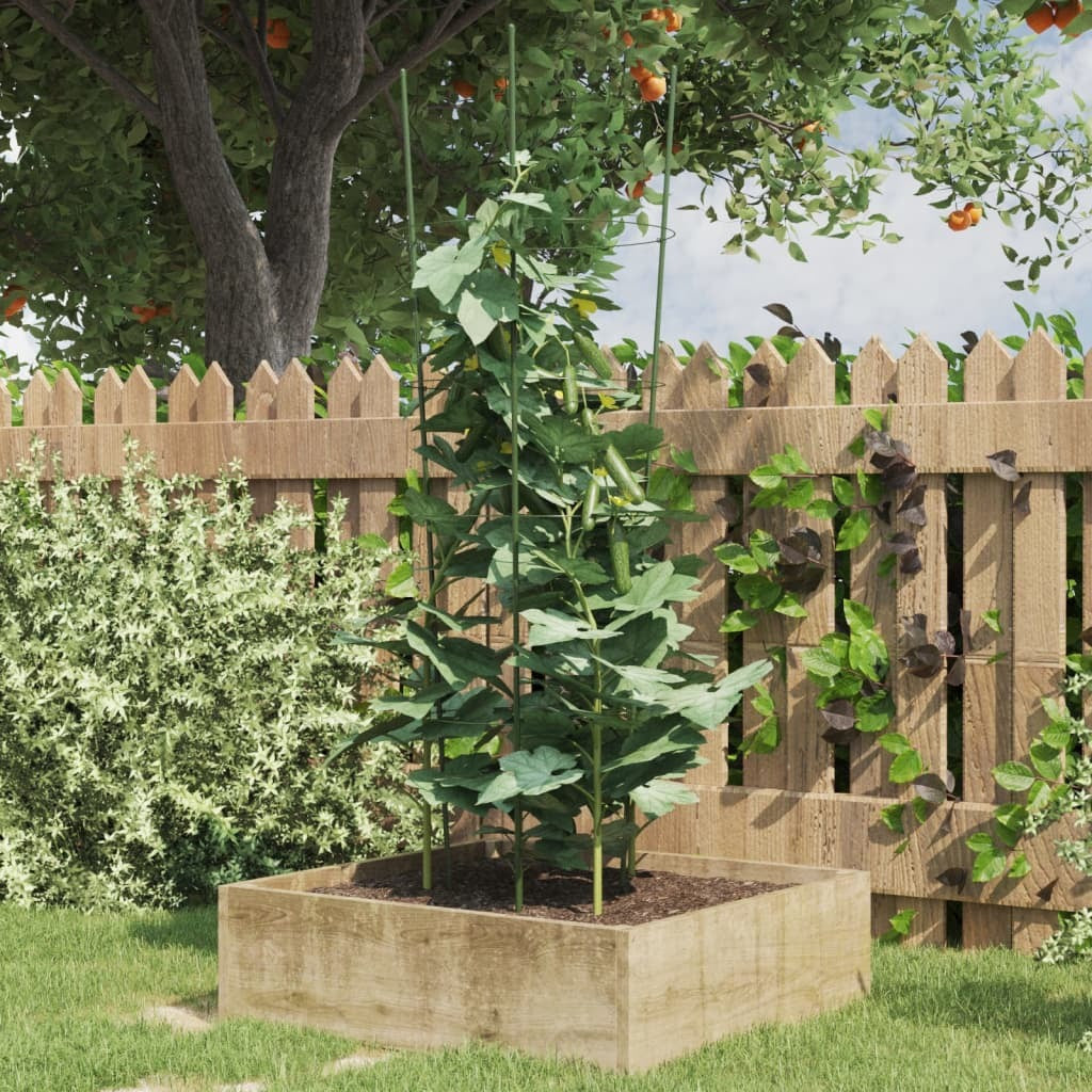 Garden Plant Supports with 4 Rings 5 pcs Green 35.4" Steel LuxuryLifeWay Online Store