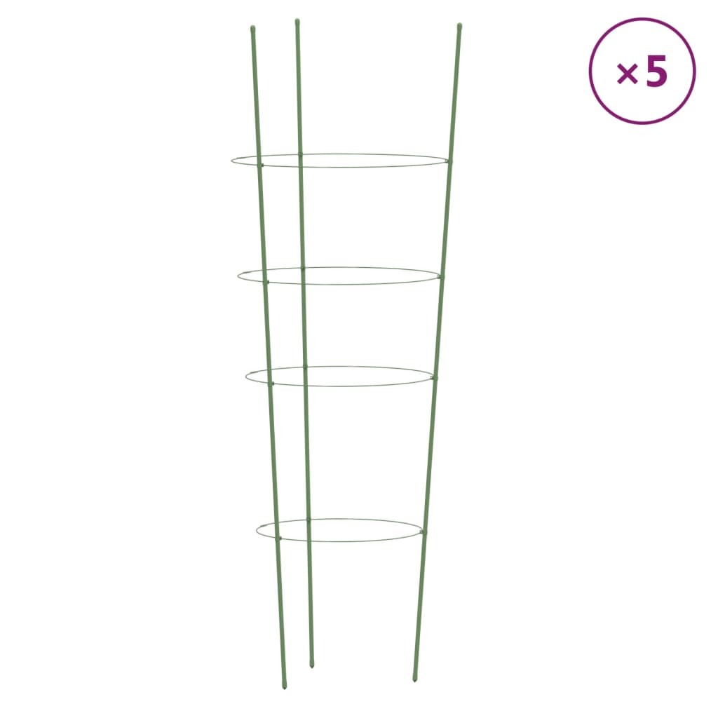 Garden Plant Supports with 4 Rings 5 pcs Green 35.4" Steel LuxuryLifeWay Online Store
