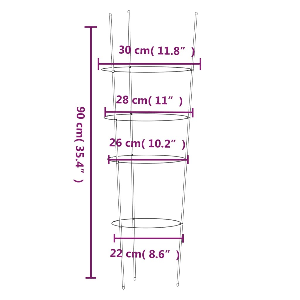 Garden Plant Supports with 4 Rings 5 pcs Green 35.4" Steel LuxuryLifeWay Online Store