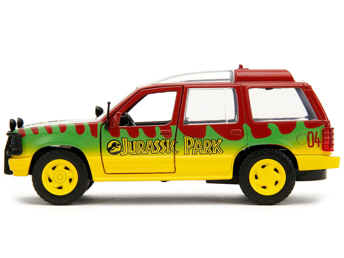Ford Explorer Red and Yellow with Green Graphics "Jurassic Park" (1993) Movie 30th Anniversary "Hollywood Rides" Series 1/32 Diecast Model Car by Jada LuxuryLifeWay Online Store