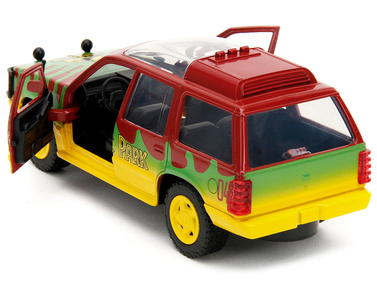 Ford Explorer Red and Yellow with Green Graphics "Jurassic Park" (1993) Movie 30th Anniversary "Hollywood Rides" Series 1/32 Diecast Model Car by Jada LuxuryLifeWay Online Store