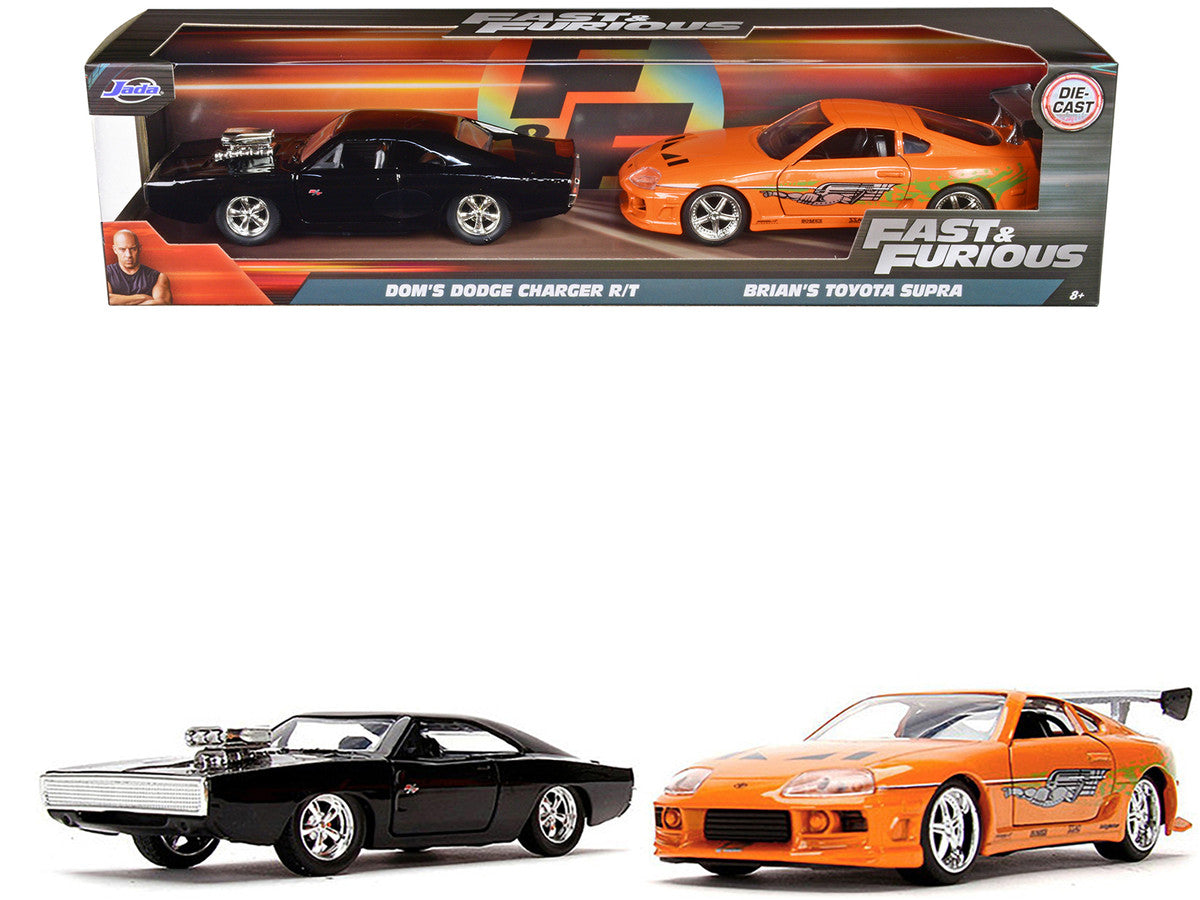 Dom's Dodge Charger R/T Black and Brian's Toyota Supra Orange Set of 2 pieces "Fast & Furious" Series 1/32 Diecast Model Cars by Jada LuxuryLifeWay Online Store