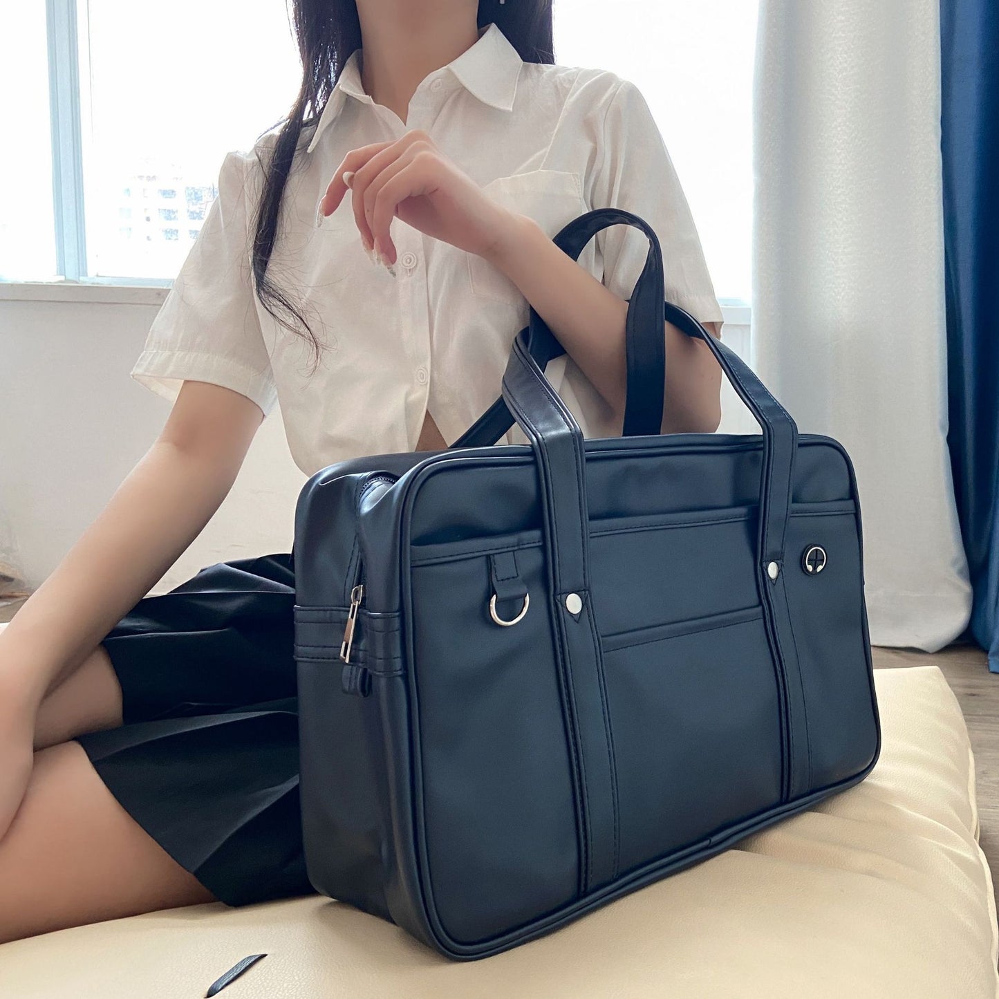 PU Uniform Bag, JK Large Handbag, School Bag With A Campus-supplied Feel, Japanese-style Female High School Student Bag, Unisex Shoulder Briefcase LadyShow.Store