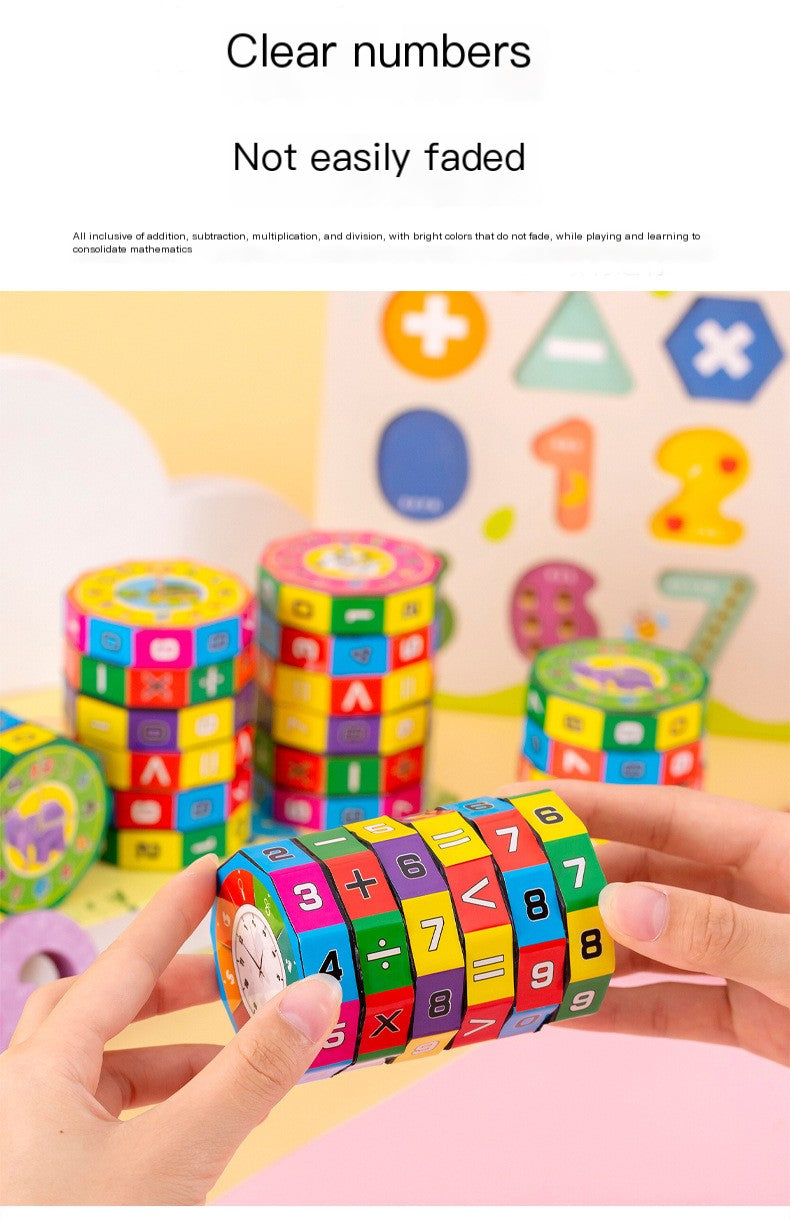Cylindrical Six-Sided Math Cube for Kids Learning Toy Pi-Mart