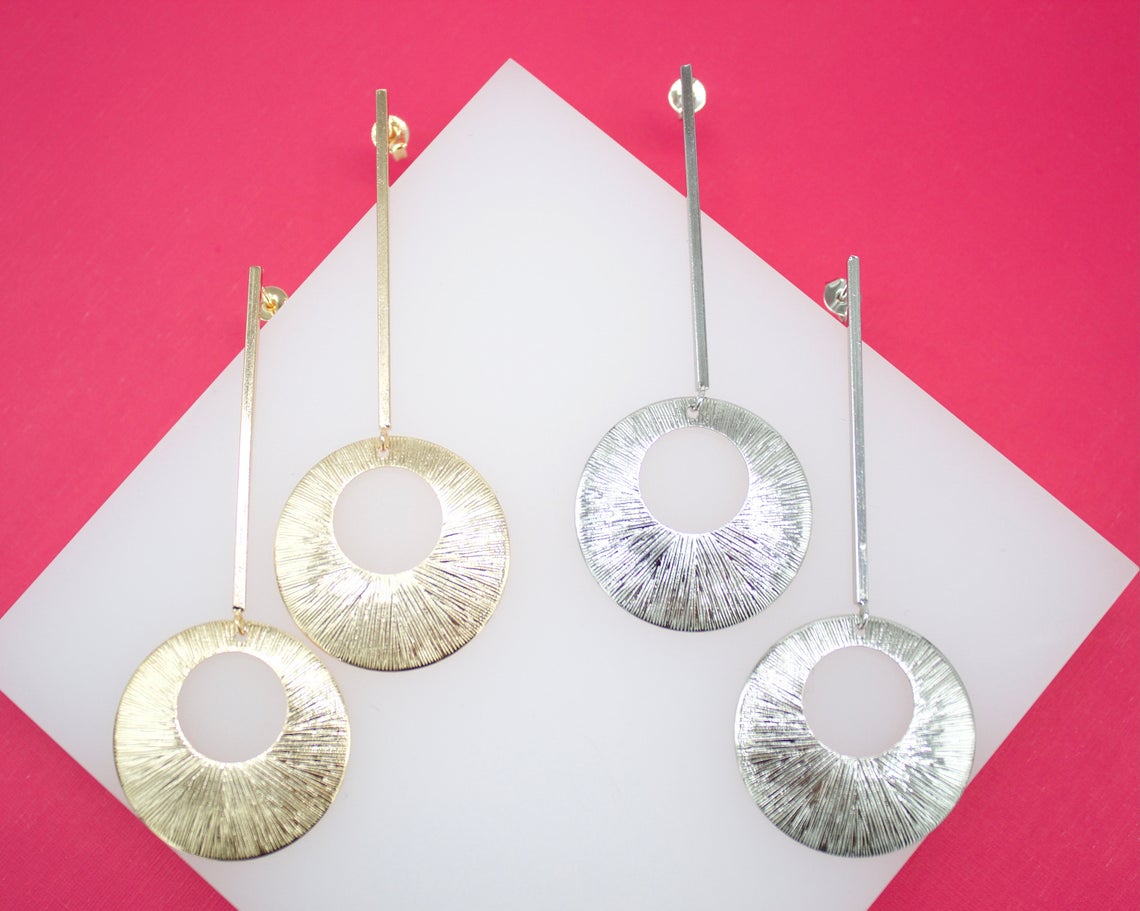 Long Modern Round Gold Earring (K155)(L173) LuxuryLifeWay Online Store