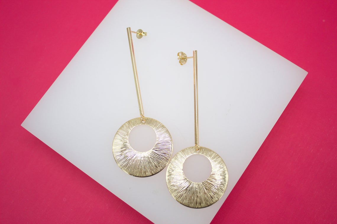Long Modern Round Gold Earring (K155)(L173) LuxuryLifeWay Online Store