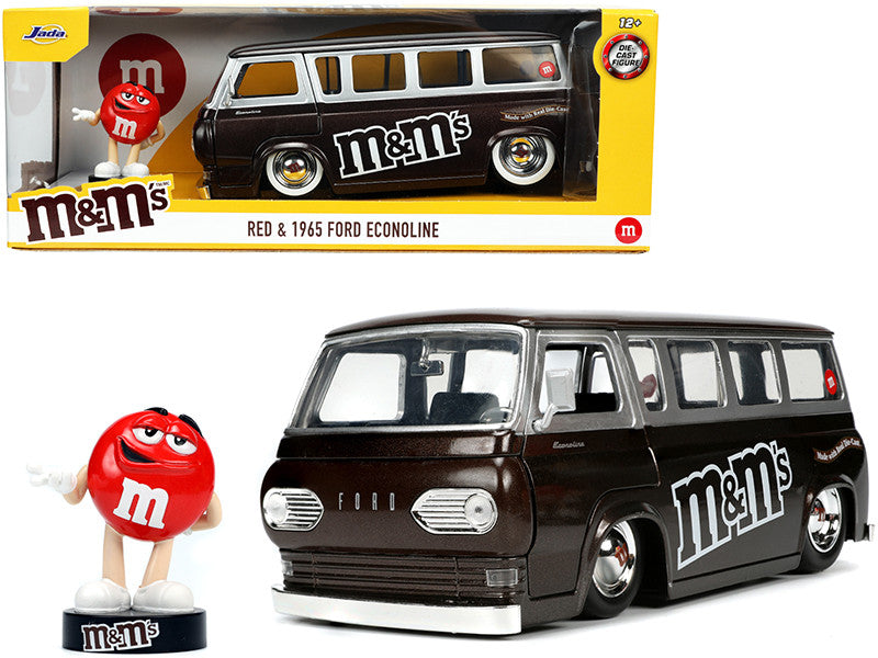 1965 Ford Econoline Bus Brown Metallic and Silver with Red M&M's Diecast Figurine "Hollywood Rides" Series 1/24 Diecast Model Car by Jada LuxuryLifeWay Online Store
