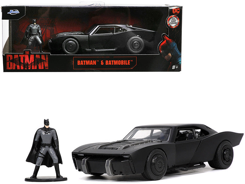 Batmobile Matt Black with Batman Diecast Figurine "The Batman" (2022) Movie "DC Comics" 1/32 Diecast Model Car by Jada LuxuryLifeWay Online Store