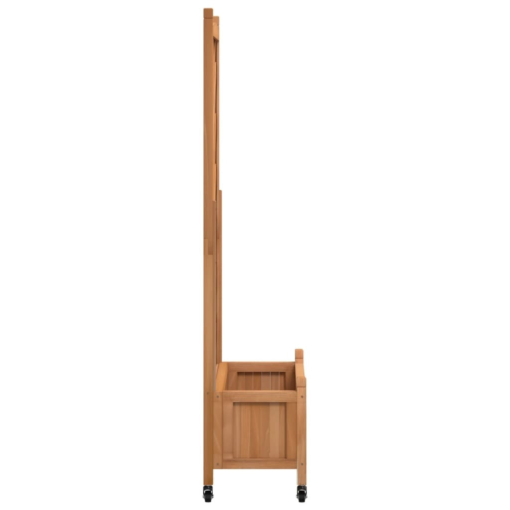 Planter with Trellis and Wheels Brown Solid Wood Fir LuxuryLifeWay Online Store