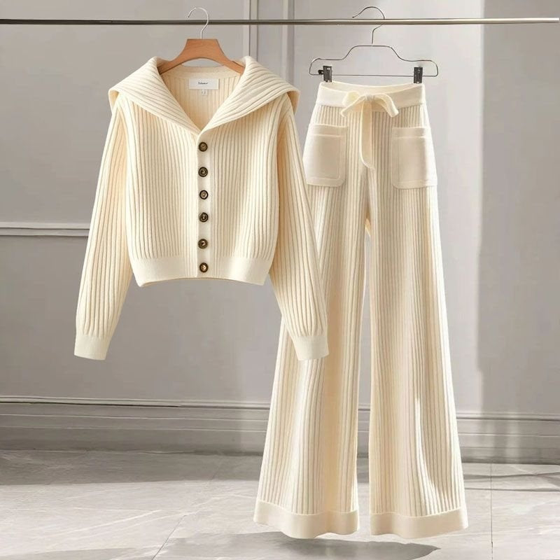 Women's Elegant, Soft And Versatile Knitted Top With Casual Straight-leg Pants LadyShow.Store