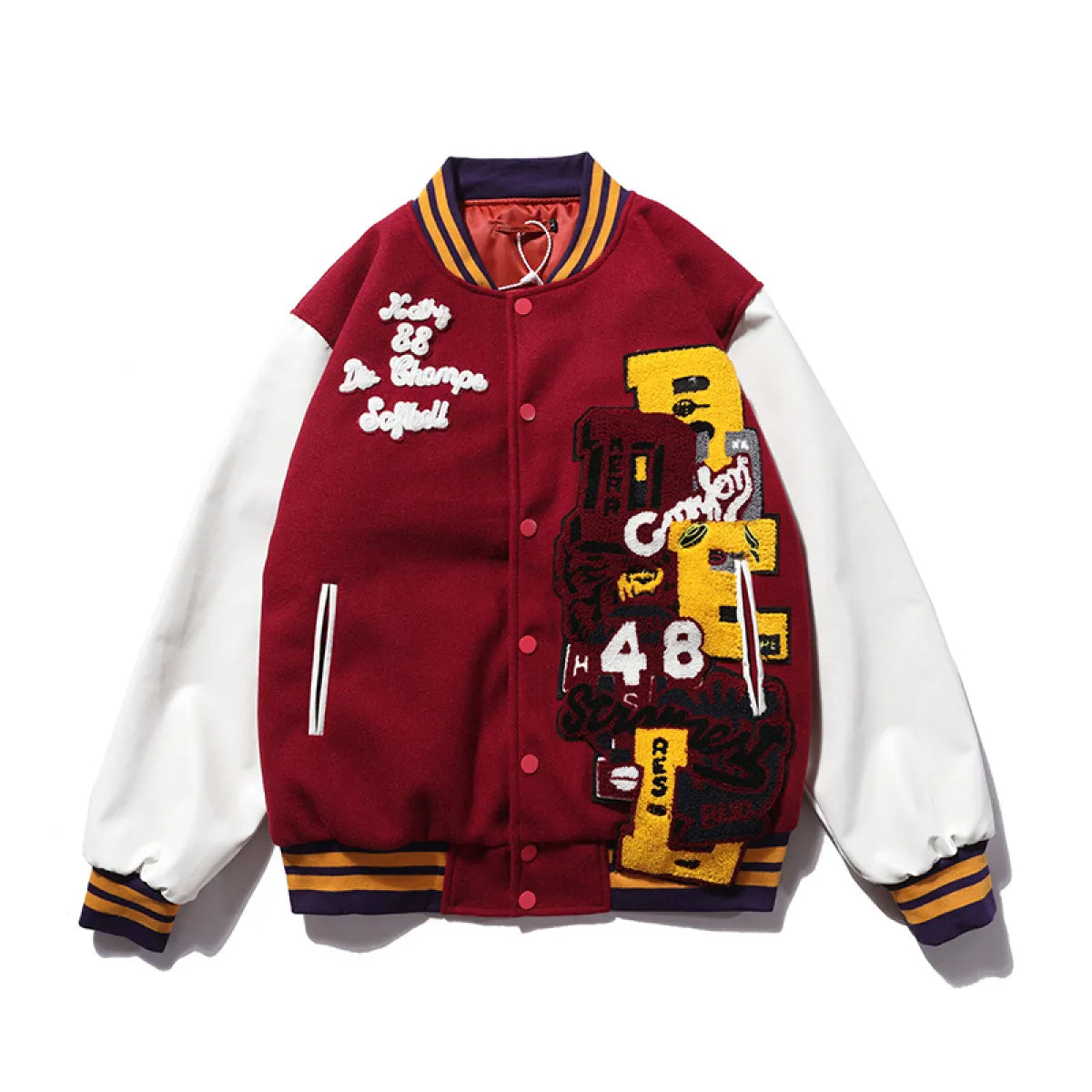Woolen Leather Embroidered Baseball Jacket Best YouTube Store
