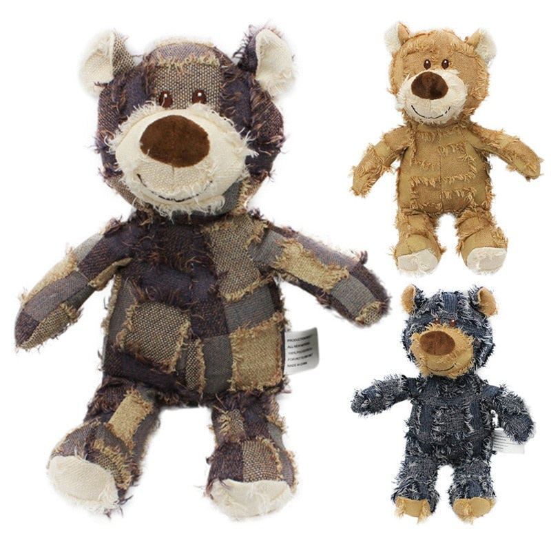 Cute Pet Dog Cat Plush Squeak Sound Dog Toys Bear Shape Pet Dogs Bite Resistant Molar Chew Toys Pets Interactive Training Toys Pet Products Pets Fashion
