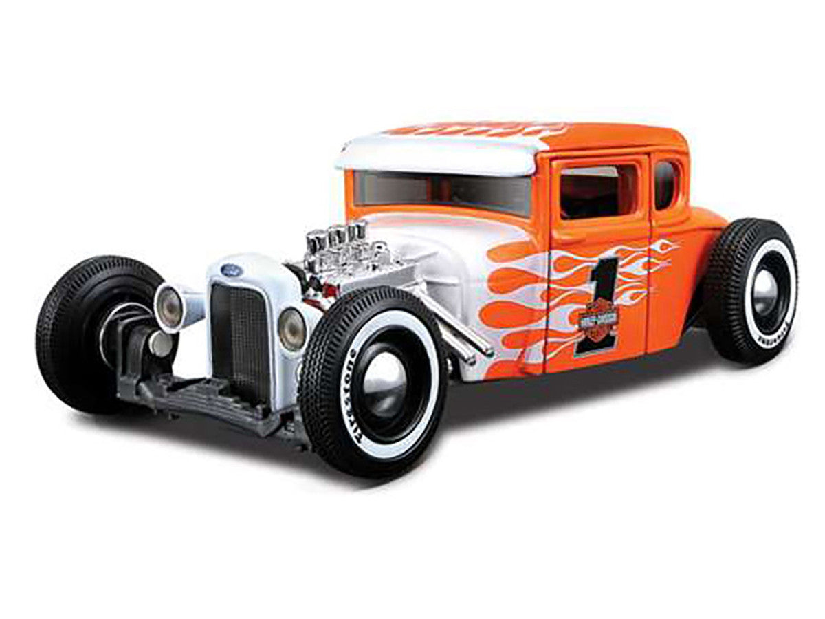 1929 Ford Model A #1 "Harley Davidson" Orange with White Flames 1/24 Diecast Model Car by Maisto LuxuryLifeWay Online Store